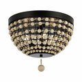 Safavieh 15 in. Bolson 3-Light Bronze Natural Metal & Wood Flush Mount FLU4099A